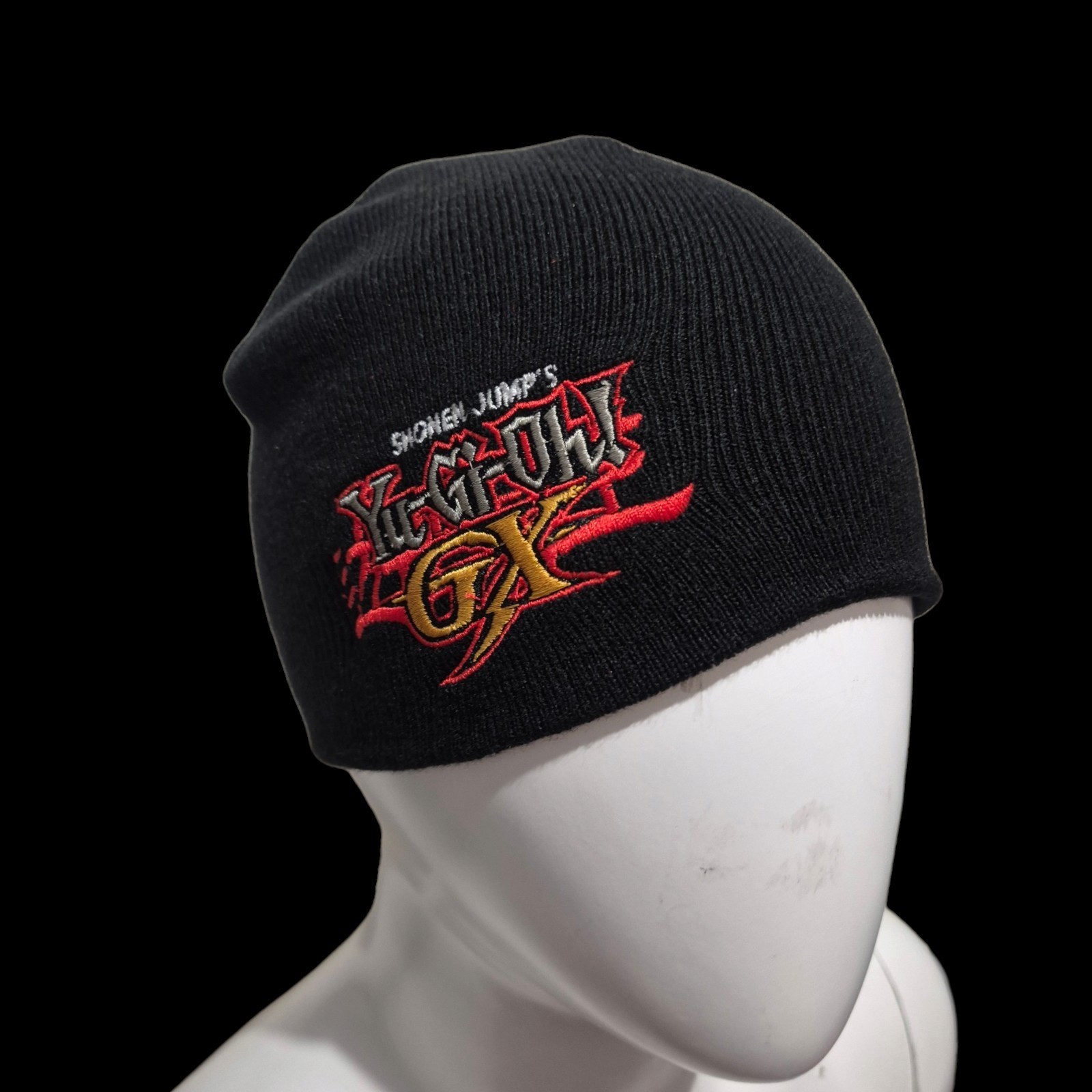 Vintage 2004 Yu-Gi-Oh GX Beanie Black Knit Hat Shonen Jump Bensons Trading Co