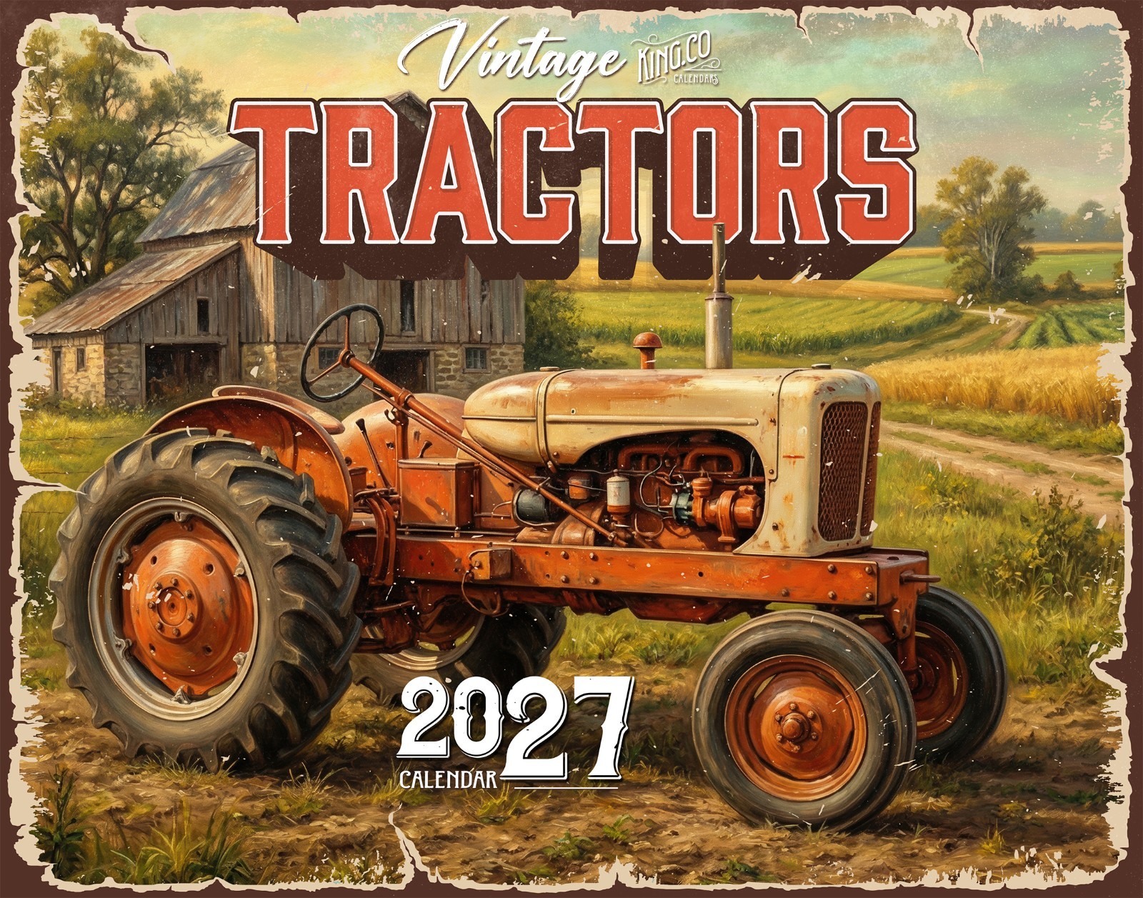 2027 Vintage Tractors Wall Calendar – 16-Month Farm Tractor Art (FREE SHIPPING)