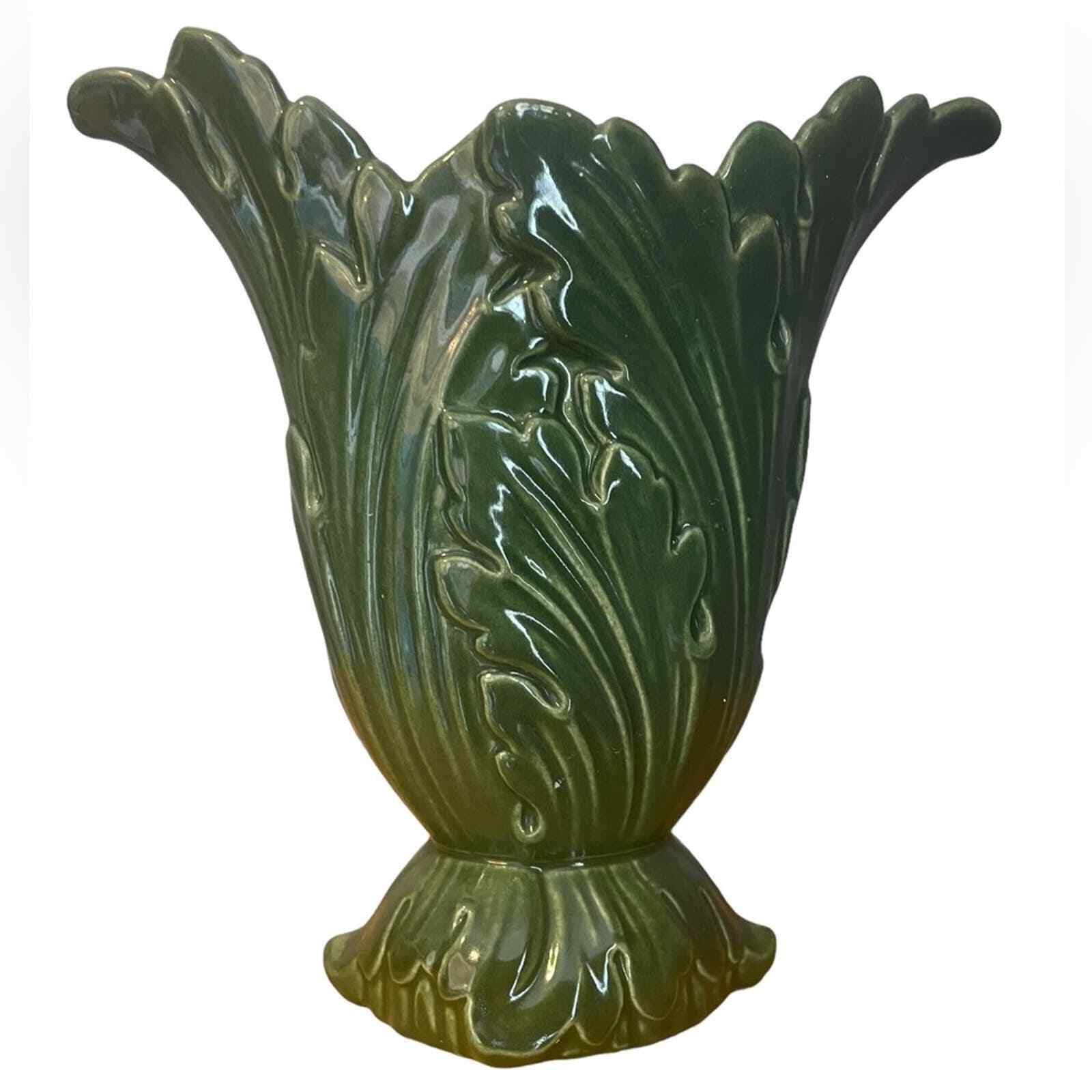 Red Wing USA Vintage Leaf Vase