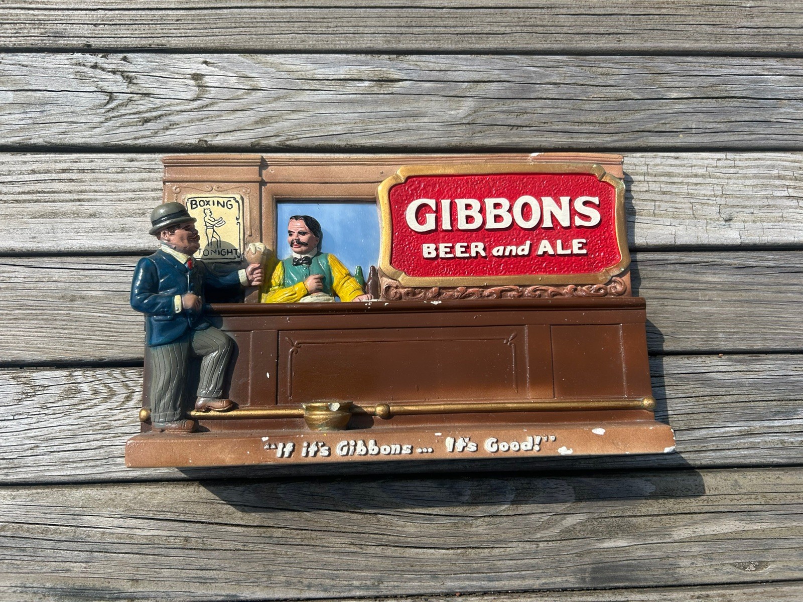 Vintage Gibbons Beer Ale Bar Scene Chalk Display Wilkes Barre, PA 