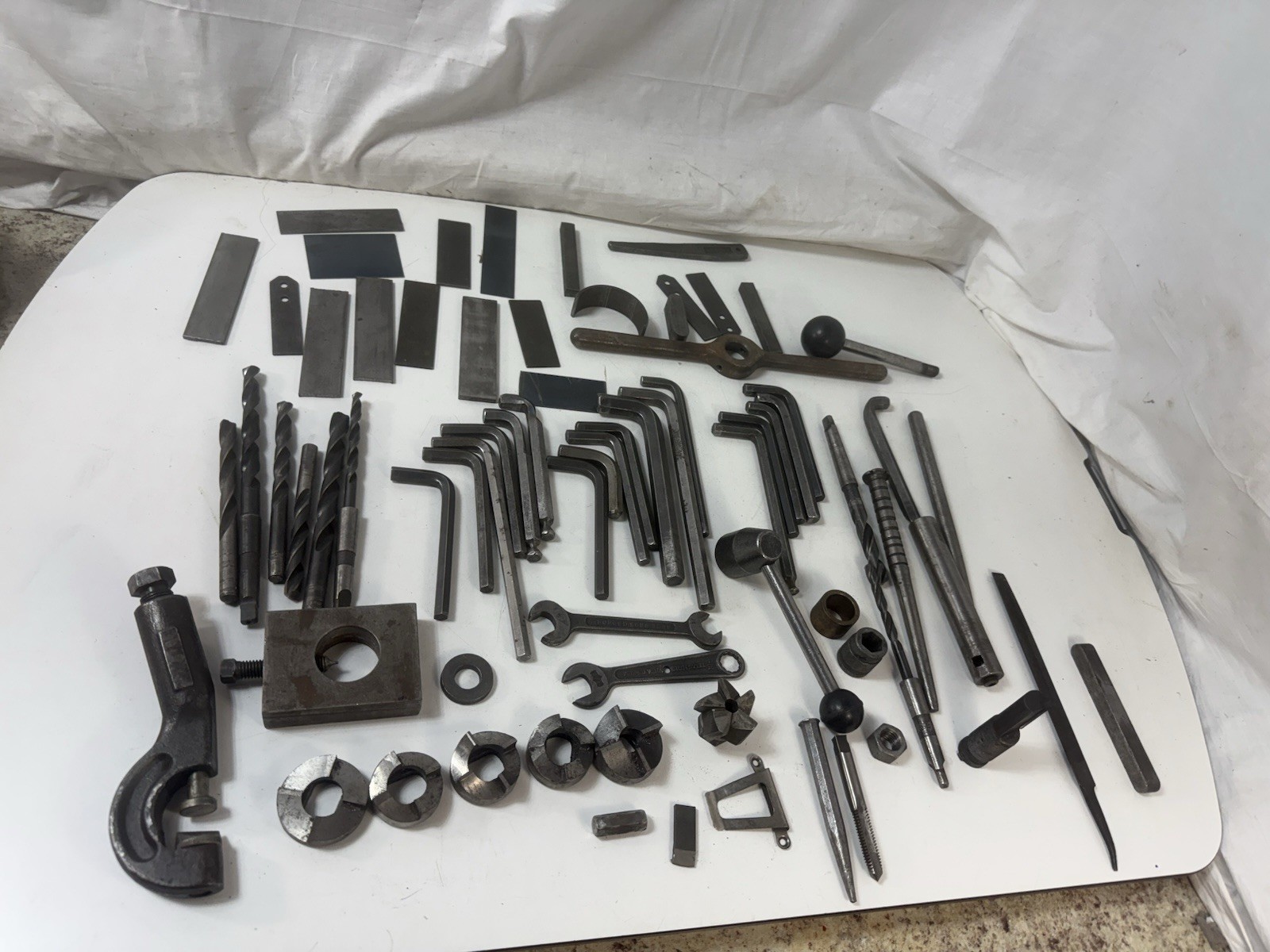 Large Lot 13lbs Mixed Machinist & Metalworking Tools Drill Bits Hex Keys Dies