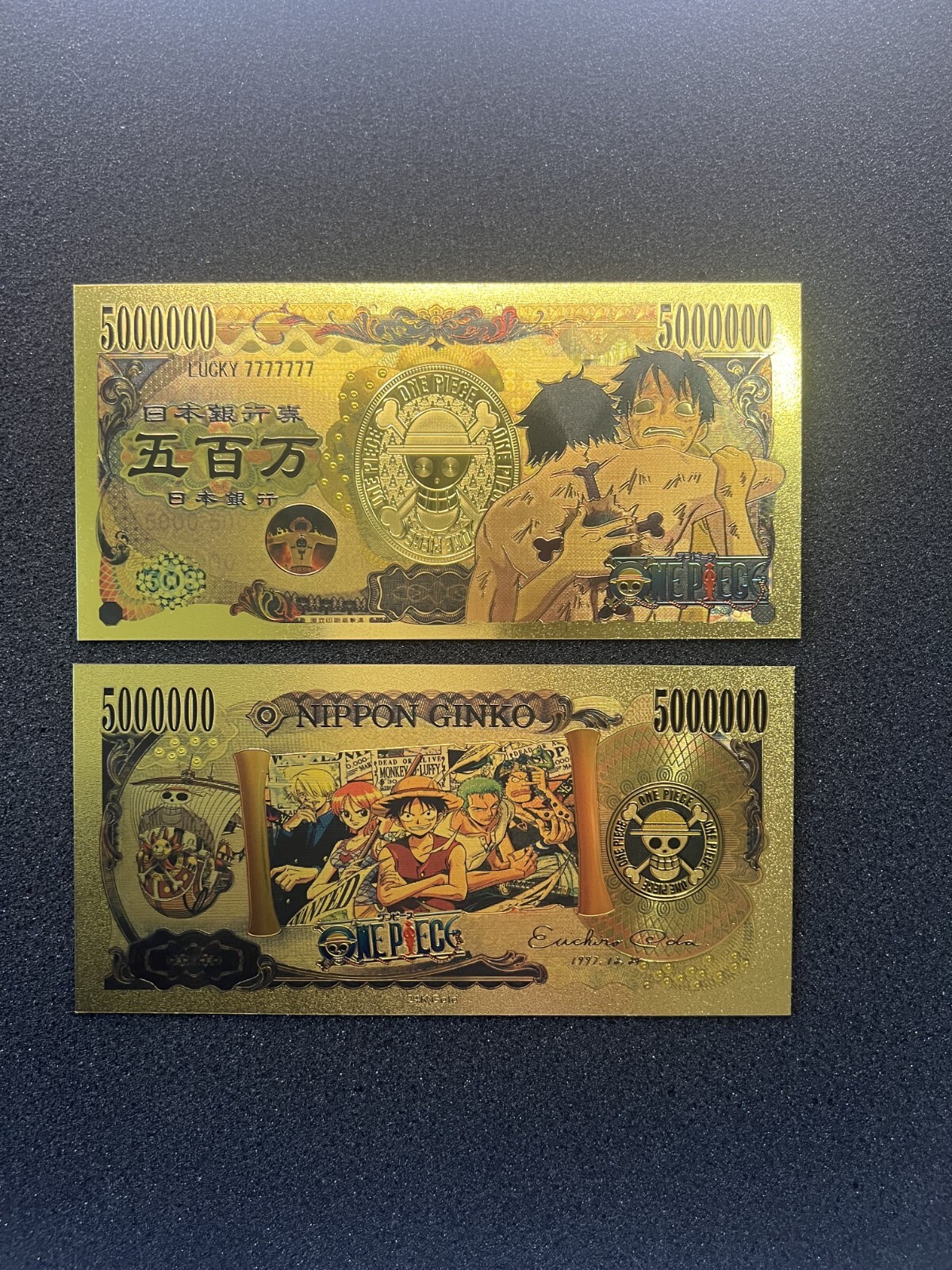 Monkey D Luffy and Ace - 24k Gold Foil Banknote - One Piece Anime
