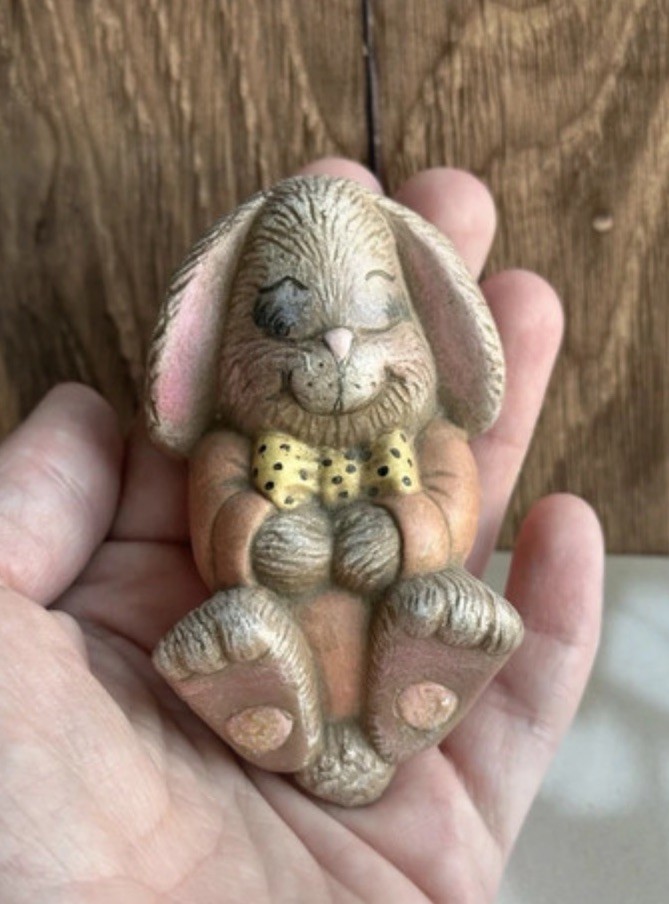 Vintage Bunny Rabbit Figurine Bow Tie Miniature Easter Cottagecore Decor