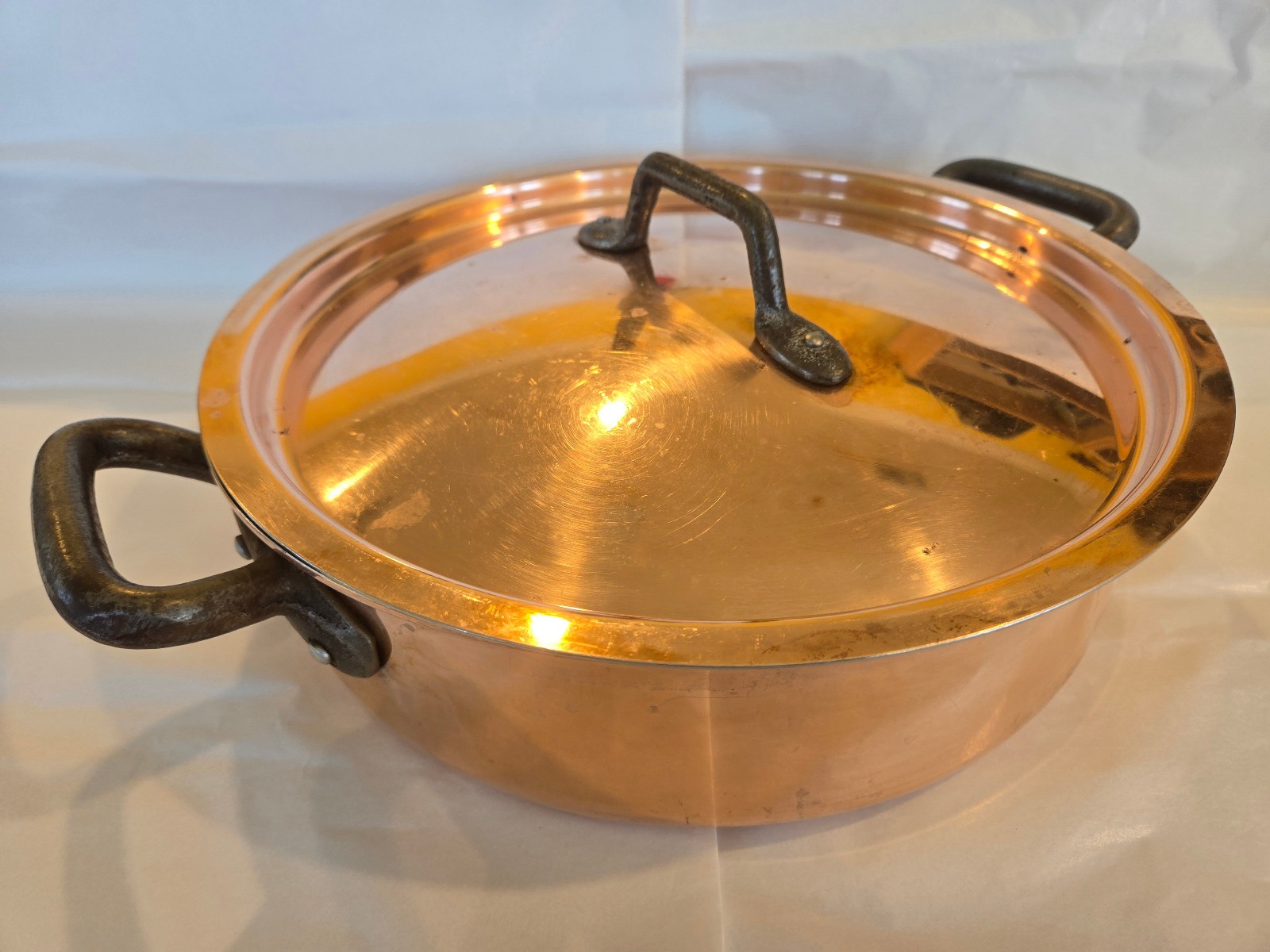 Matfer Bourgeat 11” Copper Brazier 28cm w Lid, Made in France, circa 2004