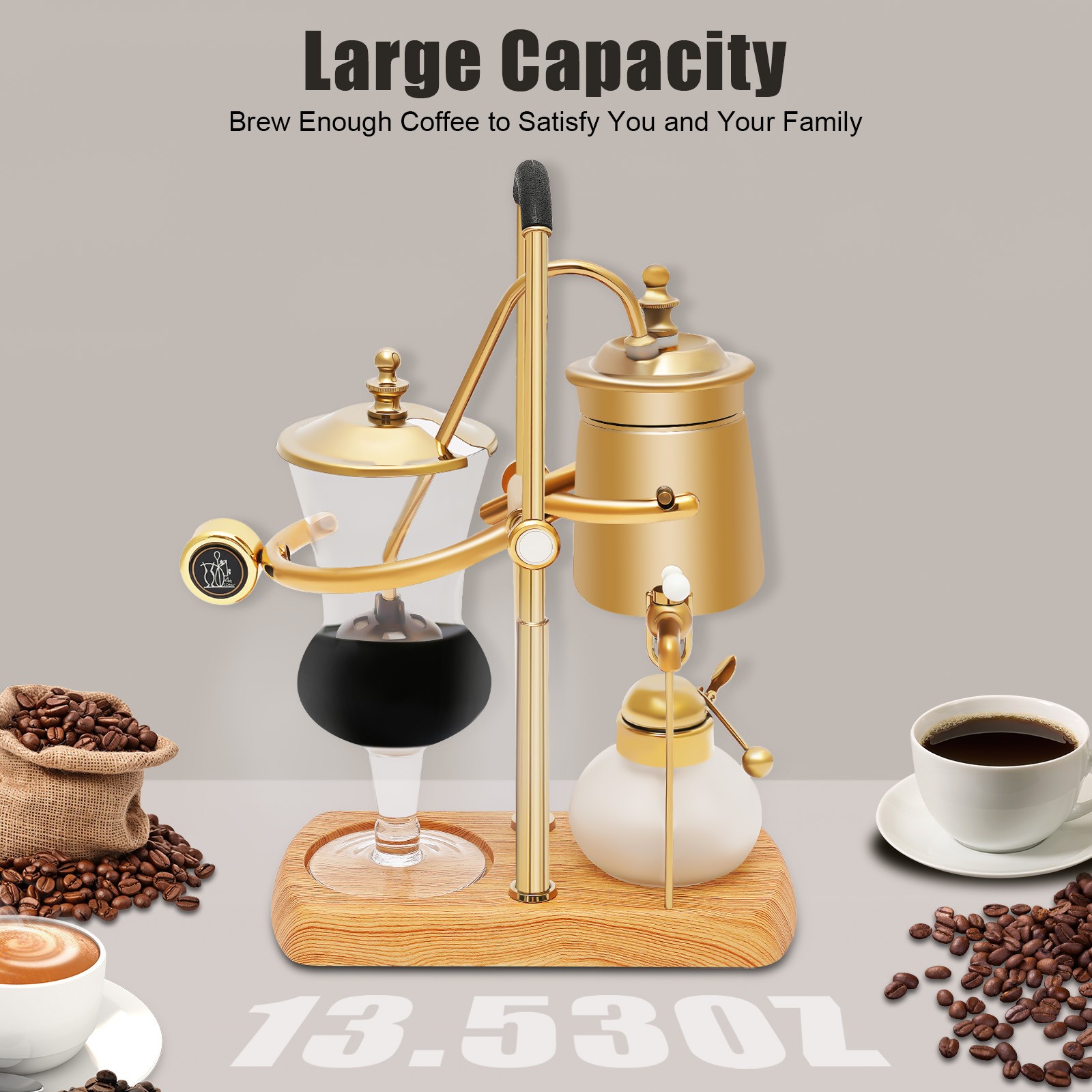 15OZ Royal Belgian Belgium Balance Syphon Coffee Maker Siphon Brewer Golden HOT~