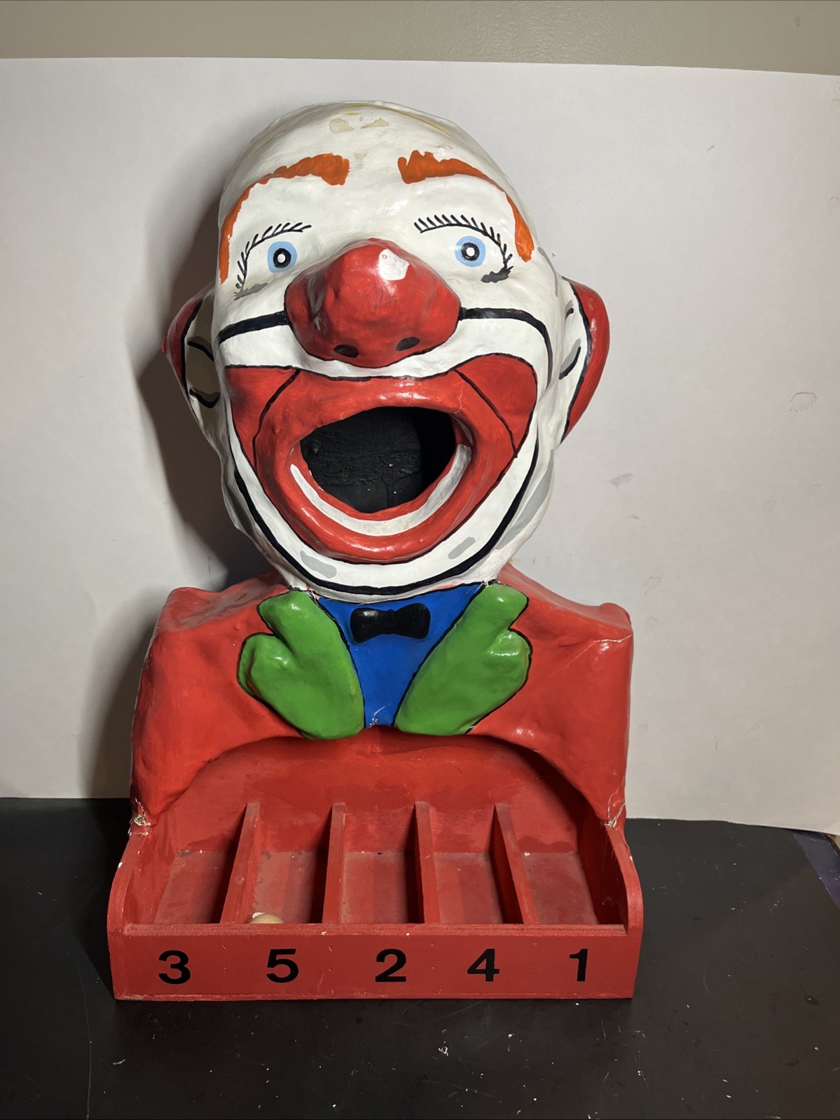 Antique Folk Art Carnival Clown Paper Machè Ball Toss Game Whimsical Antique Folk Art Carnival Clown Paper Machè Ball Toss Game Whimsical