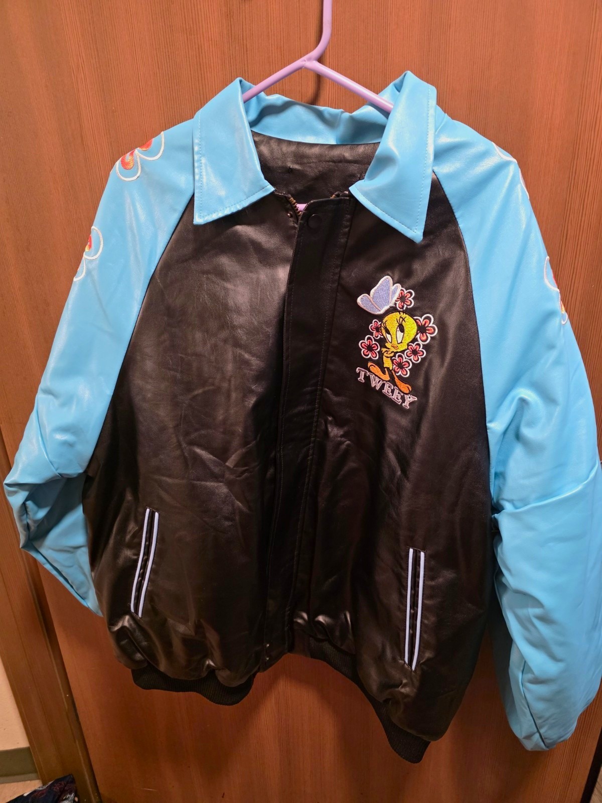 Looney Tunes Men's Jacket - Blue/Black SIZE L Vintage 1998 Looney Tunes Classic