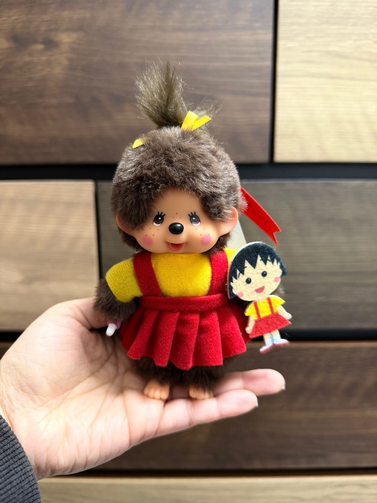 Sekiguchi Monchhichi x Chibi Maruko-Chan Schoolgirl SS Size GIRL w/ Keychain