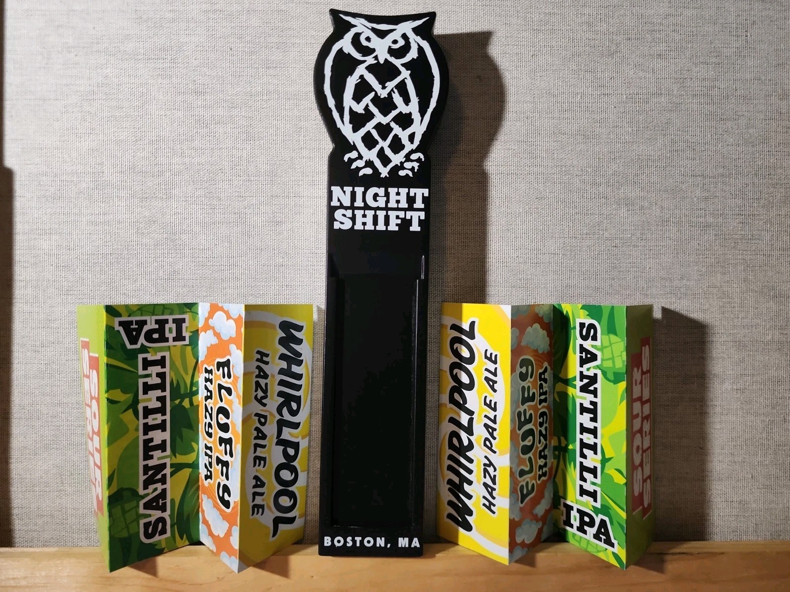 Night Shift Brewing Co. Tap Handle - BOSTON MA - 10 INCHES - Multi Label Inserts