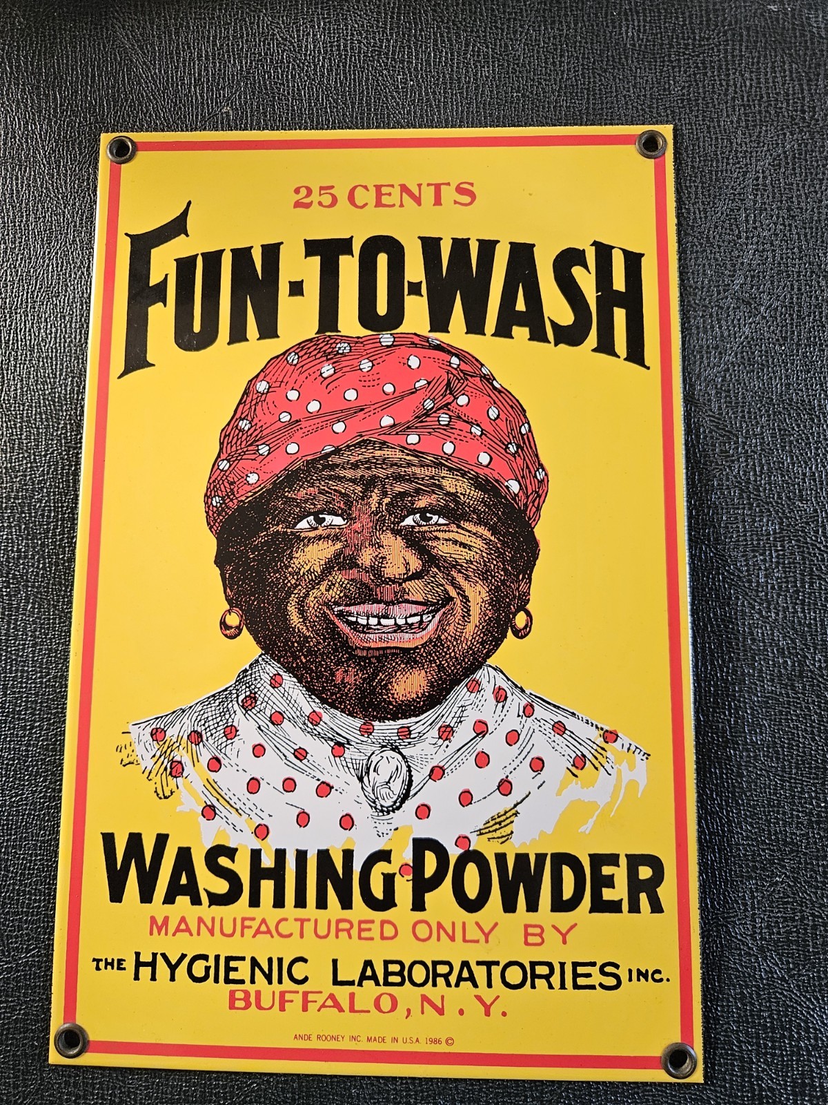 Vintage FUN-TO-WASH Washing Powder Metal Porcelain Sign by Ande Rooney 10”X 6.5” Vintage FUN-TO-WASH Washing Powder Metal Porcelain Sign by Ande Rooney 10”X 6.5”