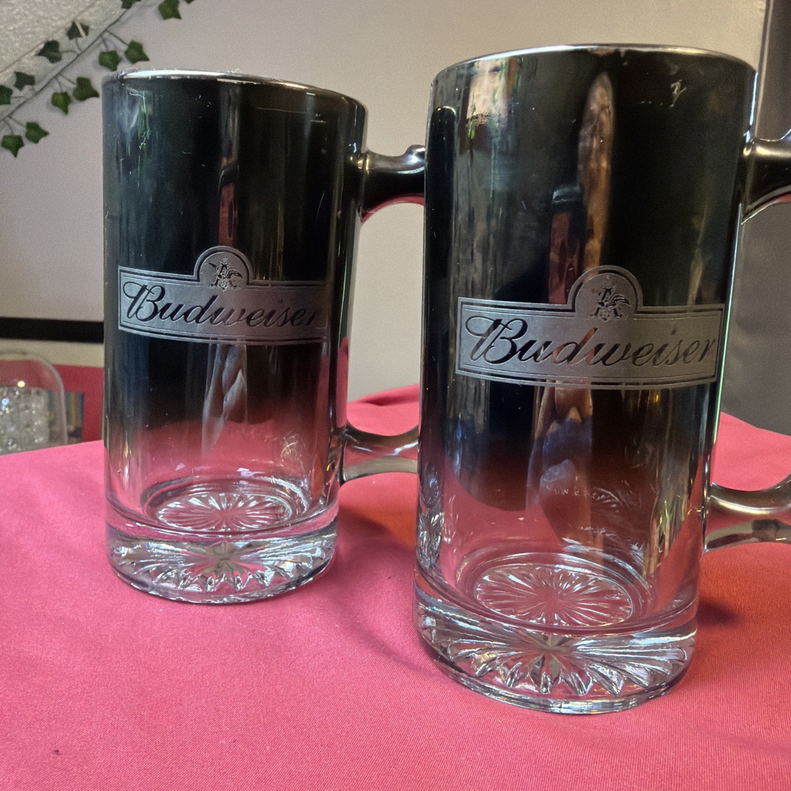Vintage 2000 Budweiser Silver Fade Mercury Glass Beer Stein - Pint Set of 2 Vintage 2000 Budweiser Silver Fade Mercury Glass Beer Stein - Pint Set of 2