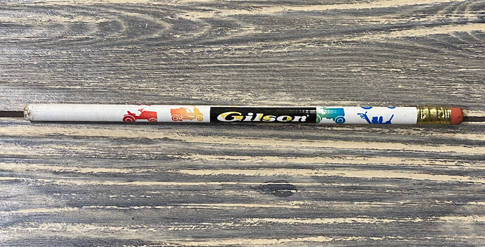 Vintage Gilson Rodnet Albright Garage Ad White Multicolor Unsharpened Pencil