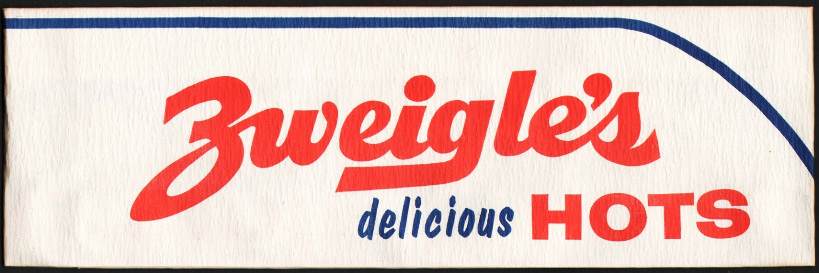 Vintage paper hat ZWEIGLES DELICIOUS HOTS hot dogs dated 1964 new old stock nrmt
