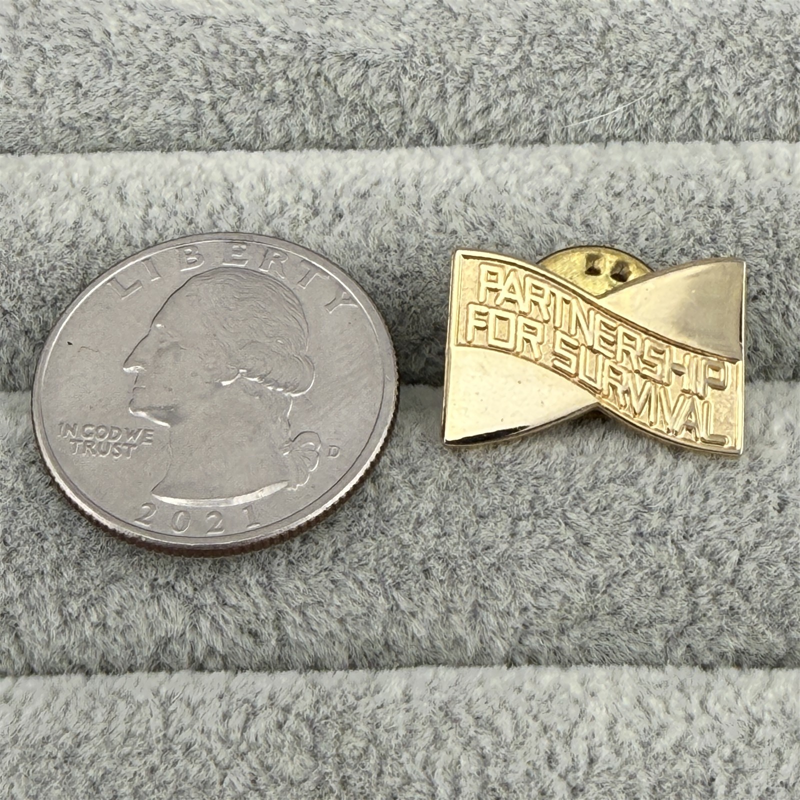 Partnership For Survival Gold Toned Pin Pinback #64222