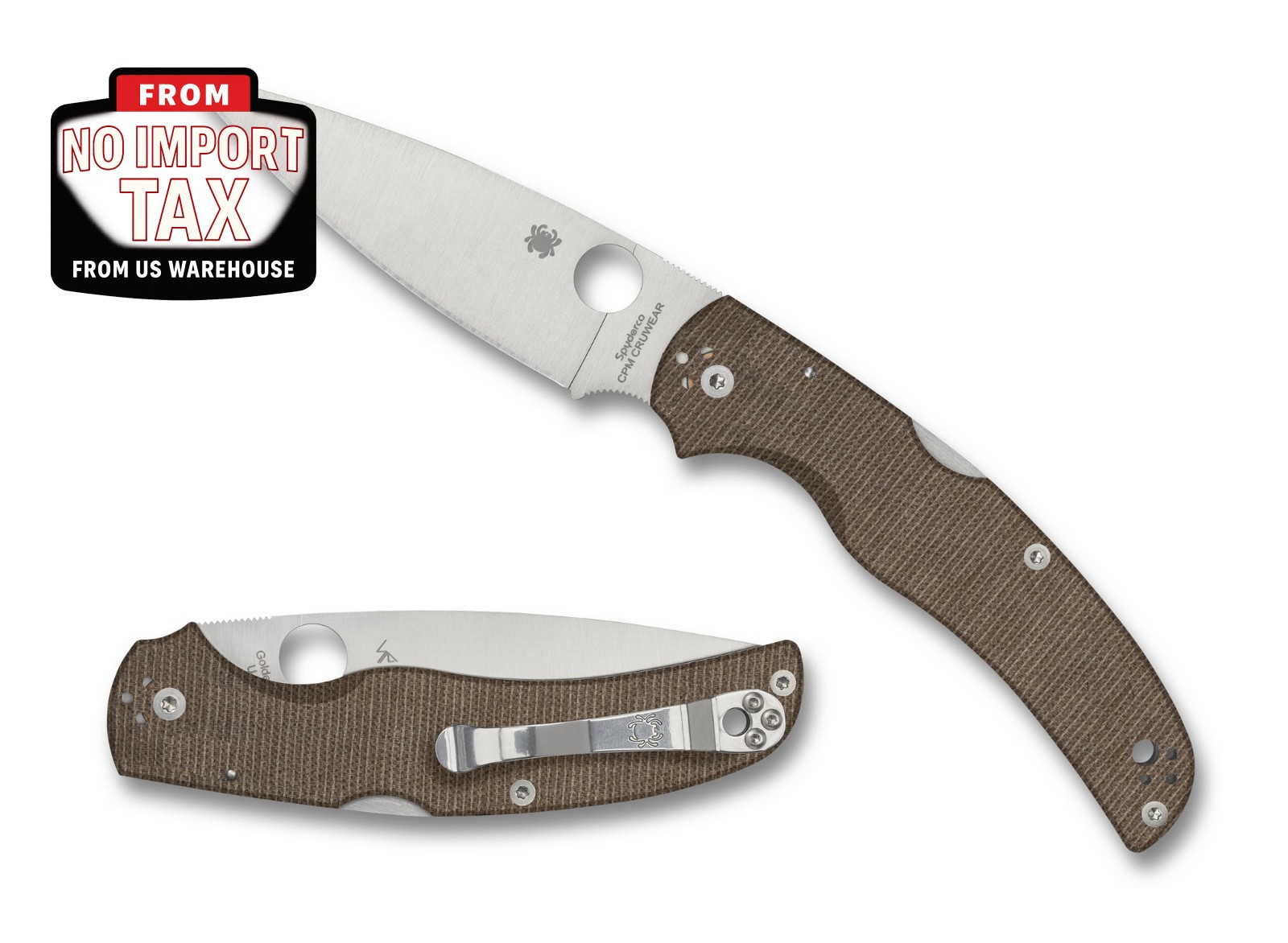 Spyderco Native Chief CPM-CruWear Satin Blade Brown Micarta Handles C244MPCW