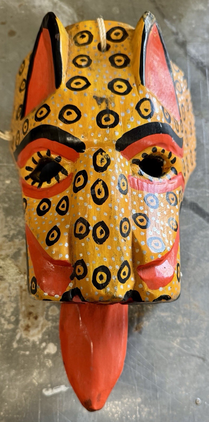 Wooden Hand Carved Jaguar Leopard Cat Head Lion Mask 12\