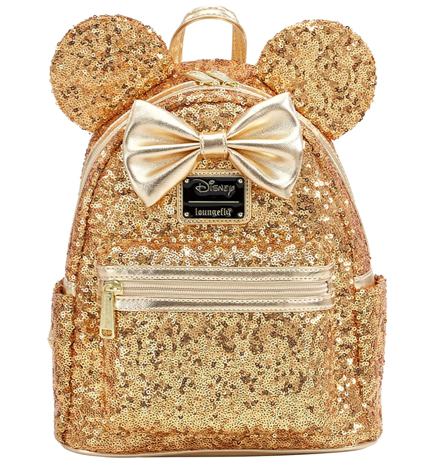 Loungefly X Disney Parks Hidden Minnie Mouse Gold Sequin Mini Backpack - NWT