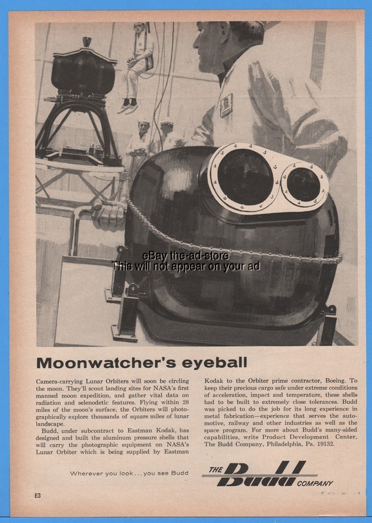 1966 Budd Co Moonwatchers Eyeball NASA Eastman Kodak Space Camera Print Ad