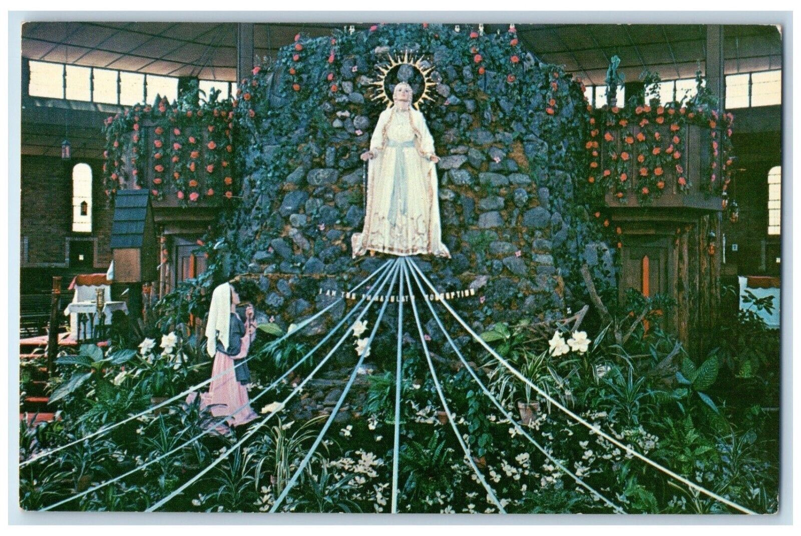 The New Grotto Of Our Lady Of Lourdes Auriesville New York NY Religious Postcard