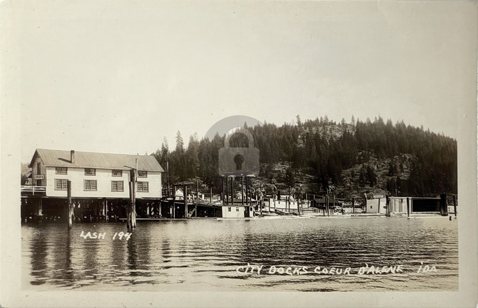 c1910-20 City Docks Coeur D'Alene Idaho Tubbs Hill RPPC Photo Postcard COPY
