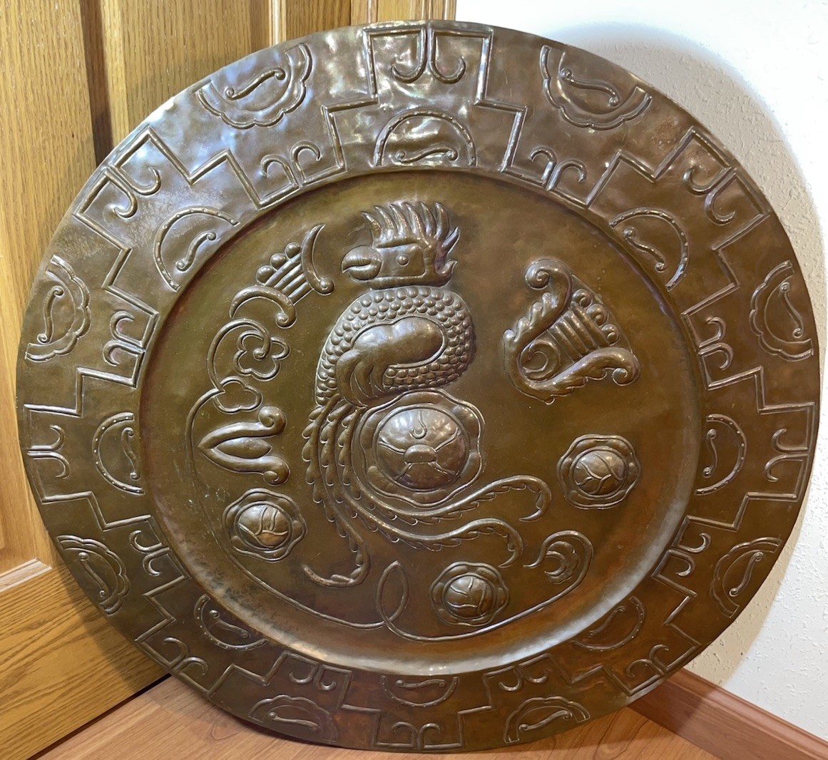 Huge 30” Round 10 Lb Copper 3D Hanging Bird Wall Art Rare Vintage Collectible Huge 30” Round 10 Lb Copper 3D Hanging Bird Wall Art Rare Vintage Collectible