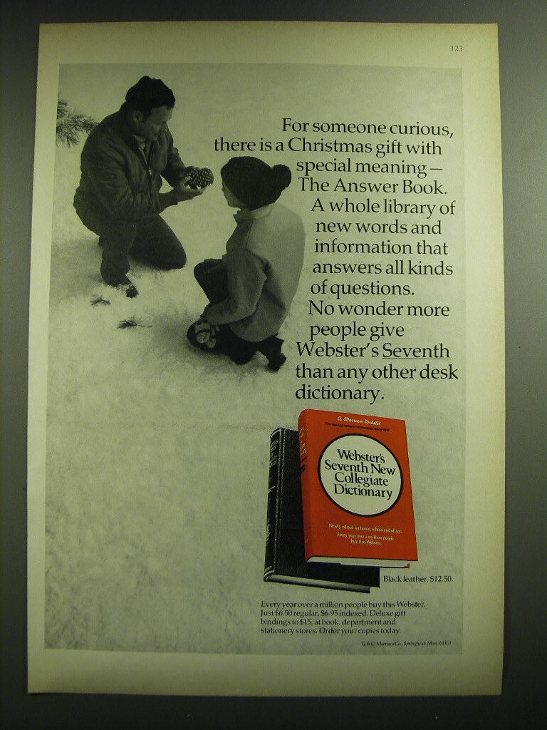 1969 Webster\'s Seventh New Collegiate Dictionary Ad - For someone curious
