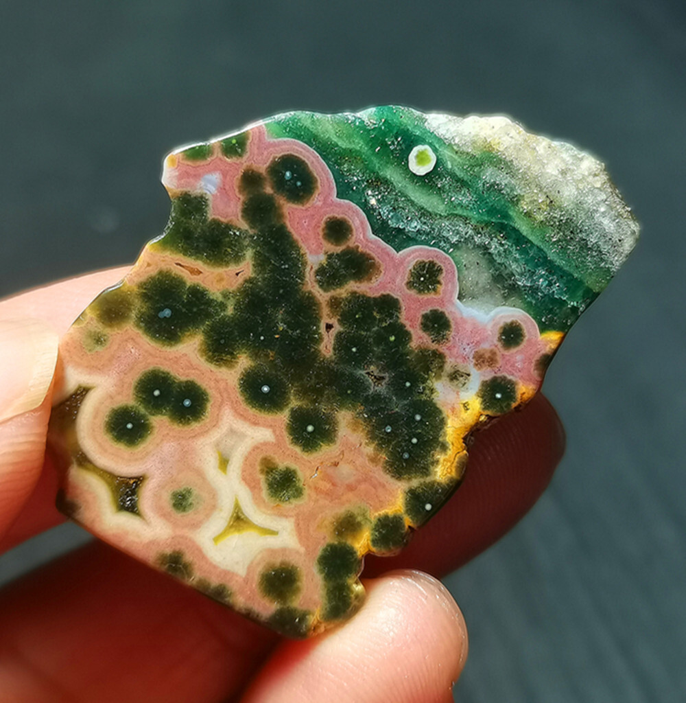 Rare 10G Natural  Orbicular Ocean Jasper  Reiki Healing Stone R1370