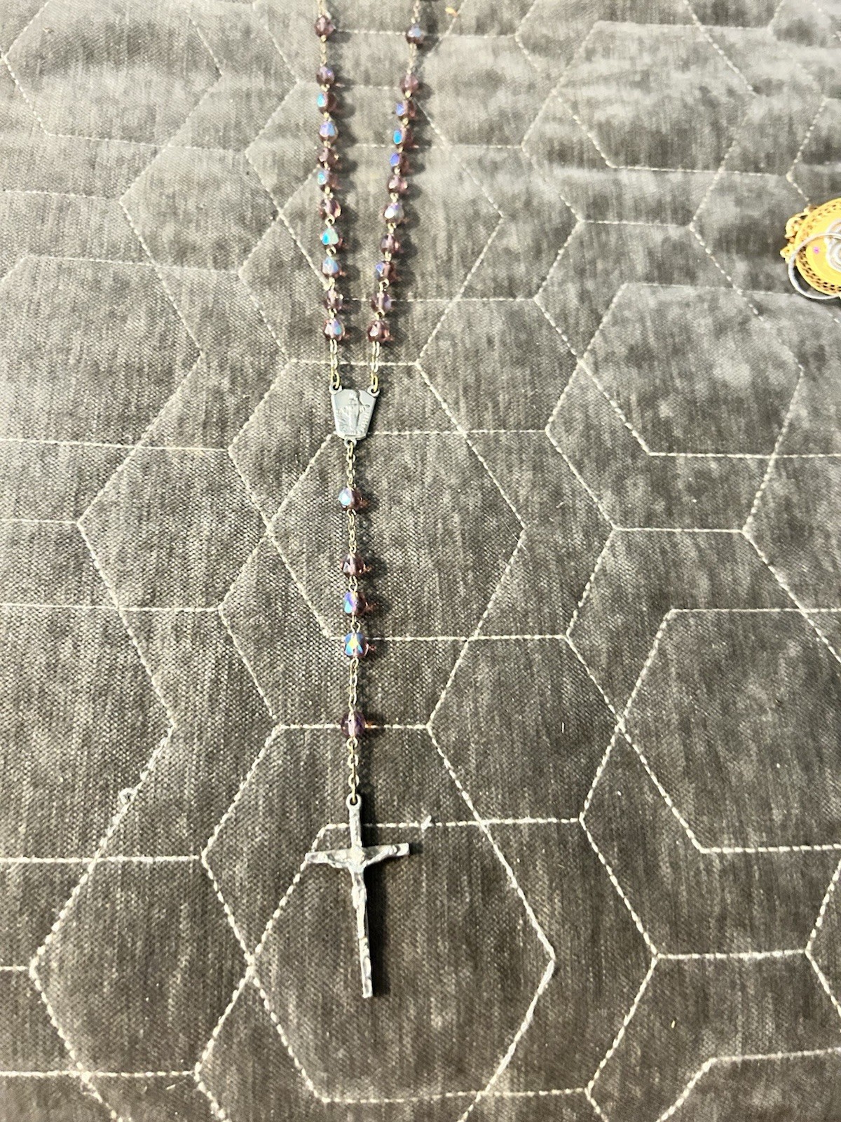Vintage Purple Rosary Beads Aurora Borealis Finish #468 Vintage Purple Rosary Beads Aurora Borealis Finish #468