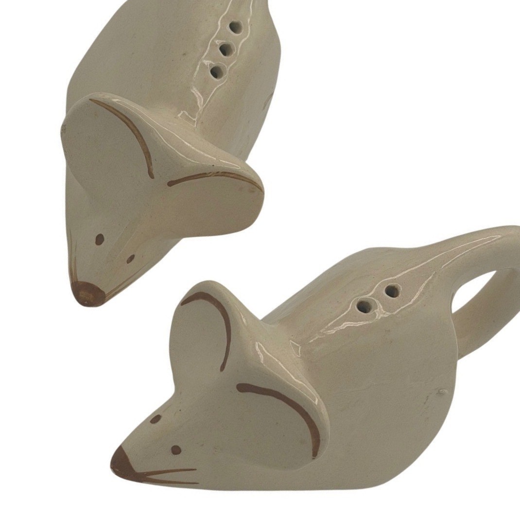Vtg 1960s Doranne of California Ceramic Mice Salt & Pepper Shaker M43 MCM Rare