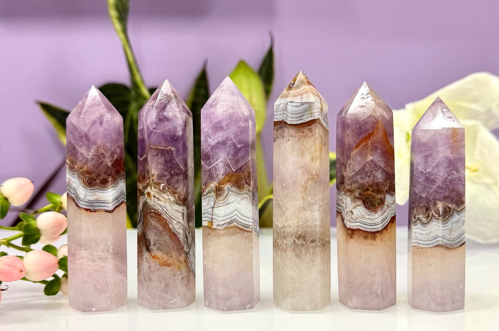 Wholesale 1 Lb Natural Amethyst Lace Agate Obelisk Tower Point Crystal Energy