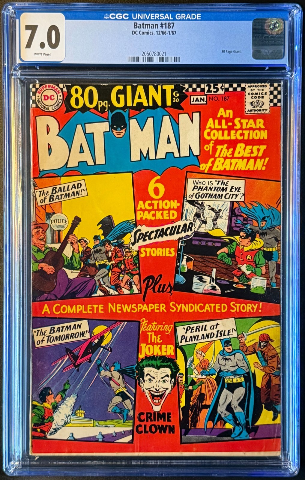 Batman #187 (DC, 1966-67) CGC 7.0 WP 80 Page Giant Silver Age New Case