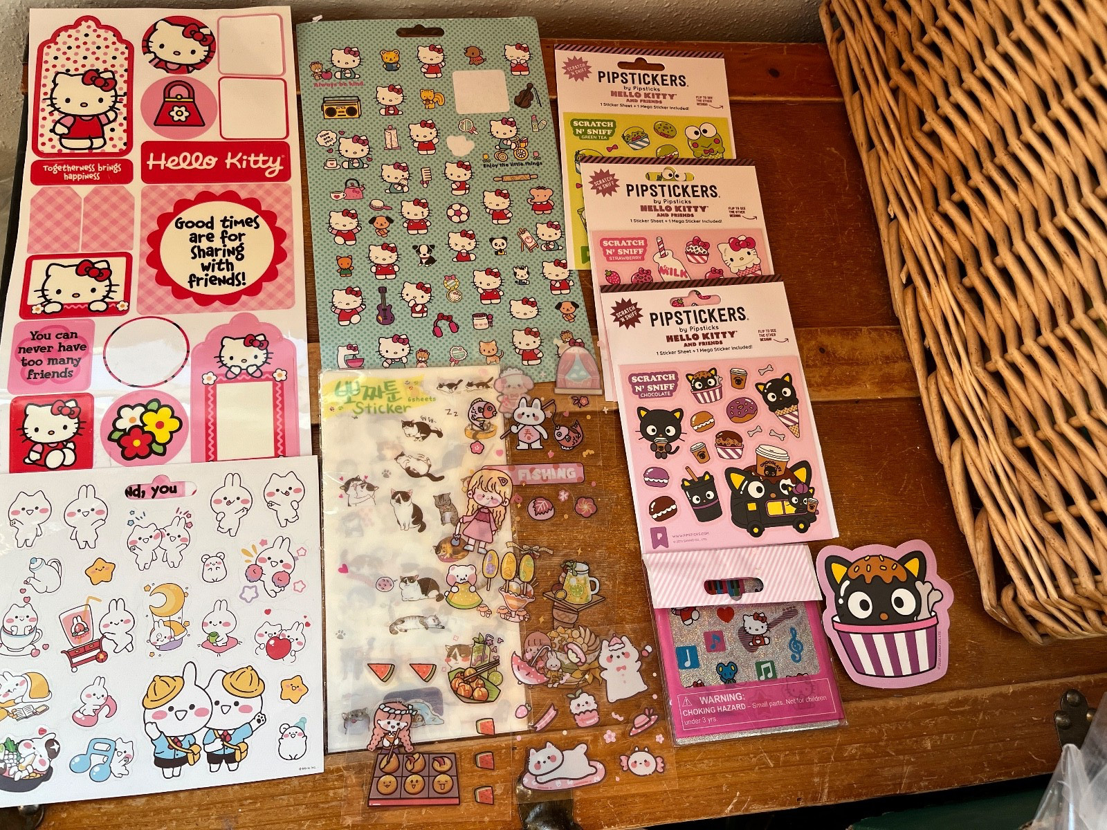 Large Lot of Sanrio Hello Kitty Pipstickers Scratch N Sniff Anime Rabbit Sticker