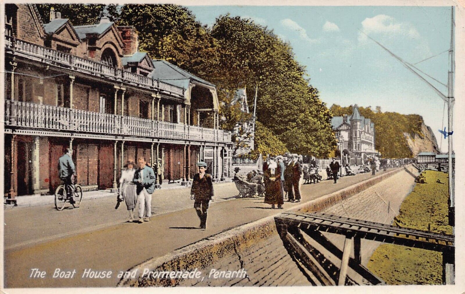 The Boat House and Promenade, Penarth, Wales, Great Britain, Early Postcard