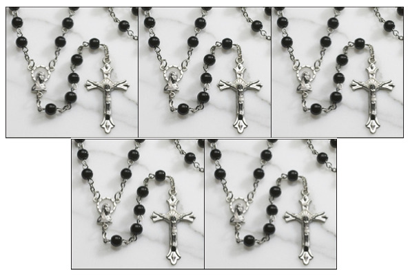 Black Round Glass 6MM Beads Rosary 20