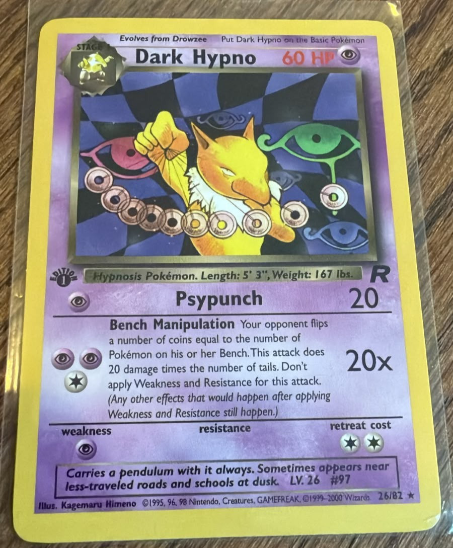 Pokemon Dark Hypno 26/82 1st Edition Team Rocket Rare WOTC 2000 NM