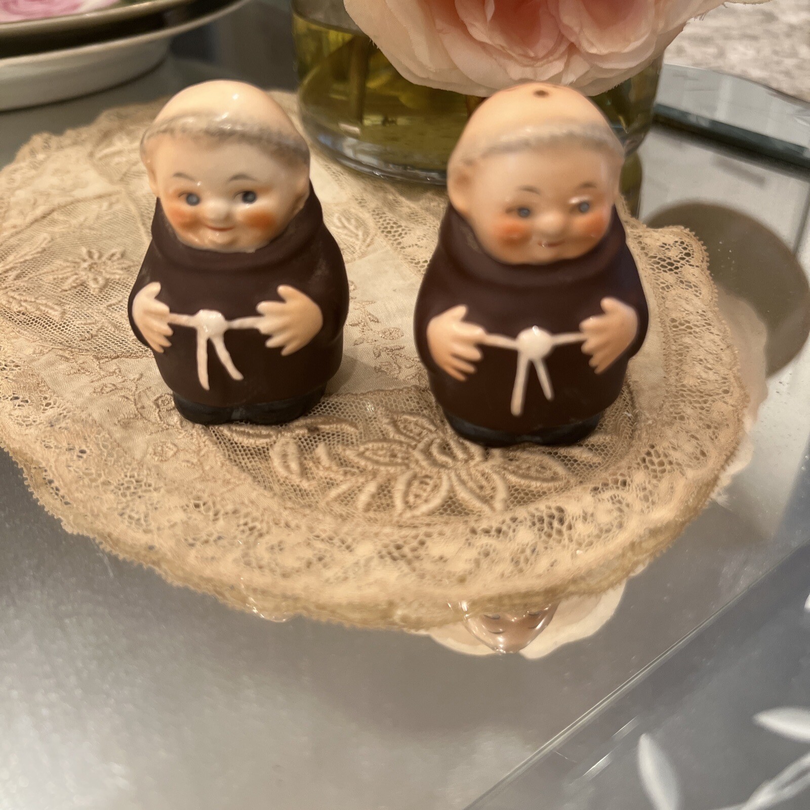 Goebel Used Friar Tuck / Monk Salt & Pepper Shakers Porcelain - Made in Germany