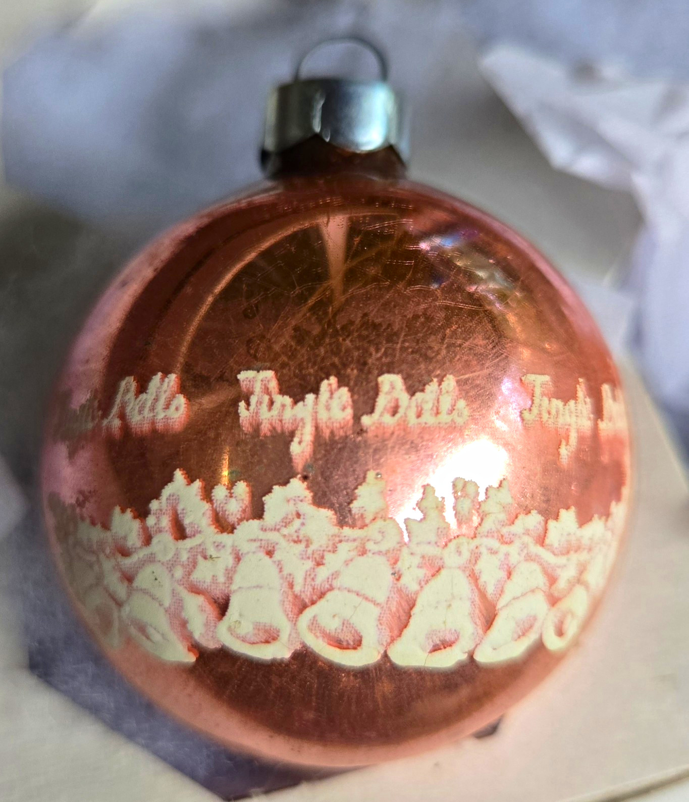 Vintage Mercury Glass ~  Jingle Bells In Pink~Rare