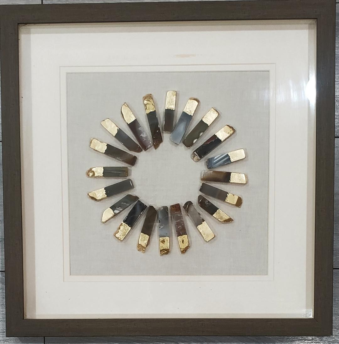 Framed Agate w/ Gold Accents Shadow Box Wall Art 20