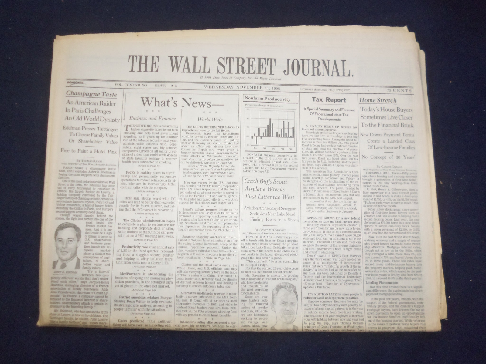1998 NOV 11 THE WALL STREET JOURNAL - HOUSE BUYERS LIVE CLOSER TO BRINK - WJ 117