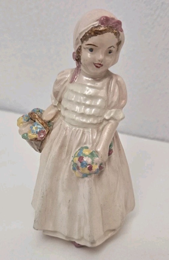 Vintage  “Tinkle Bell” Figurine - Girl w/Basket Pink Dress