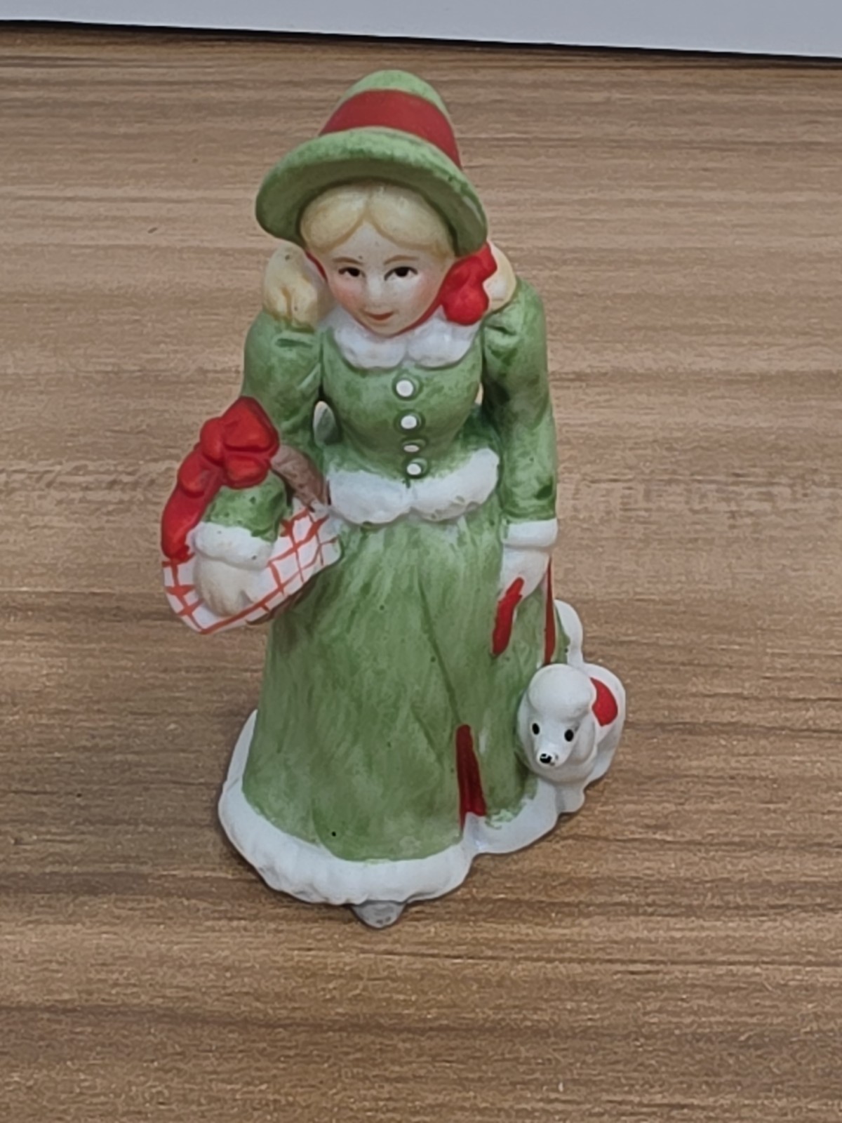 VTG LEFTON Lady w/ Poodle Christmas Village Figurine - marked 1986 J. Z. L 05827
