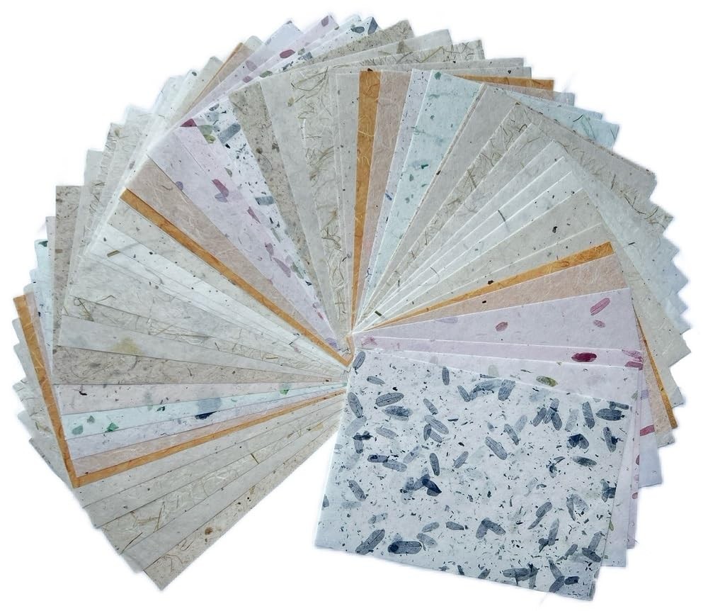 50 Sheets A5 Mulberry Washi Paper Banana Bark Leaf Texture for Crafts Origami