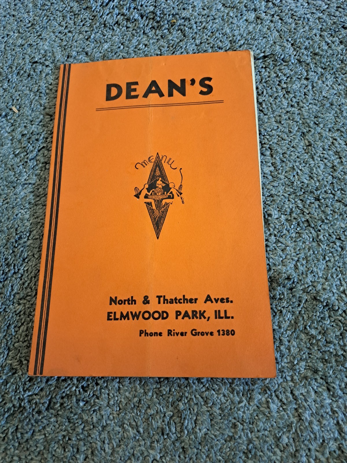 Vintage Menu from Dean\'s Restaurant Elmwood Park Illinois