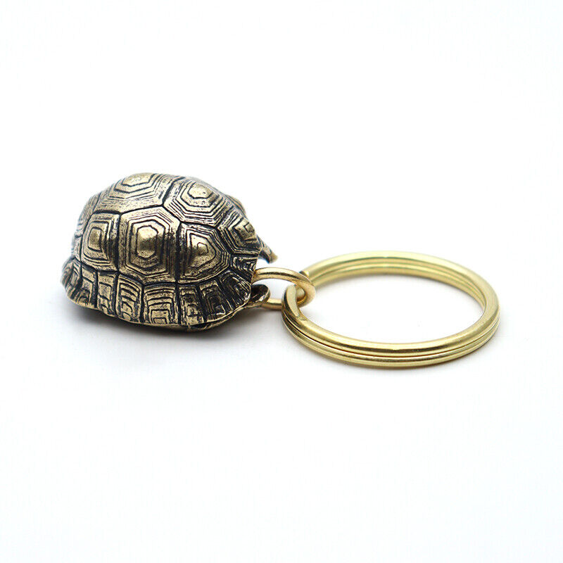 Pure Brass Tortoise Shell Bell Key Chain Pendant Jewelry Hanging Gift Ornament