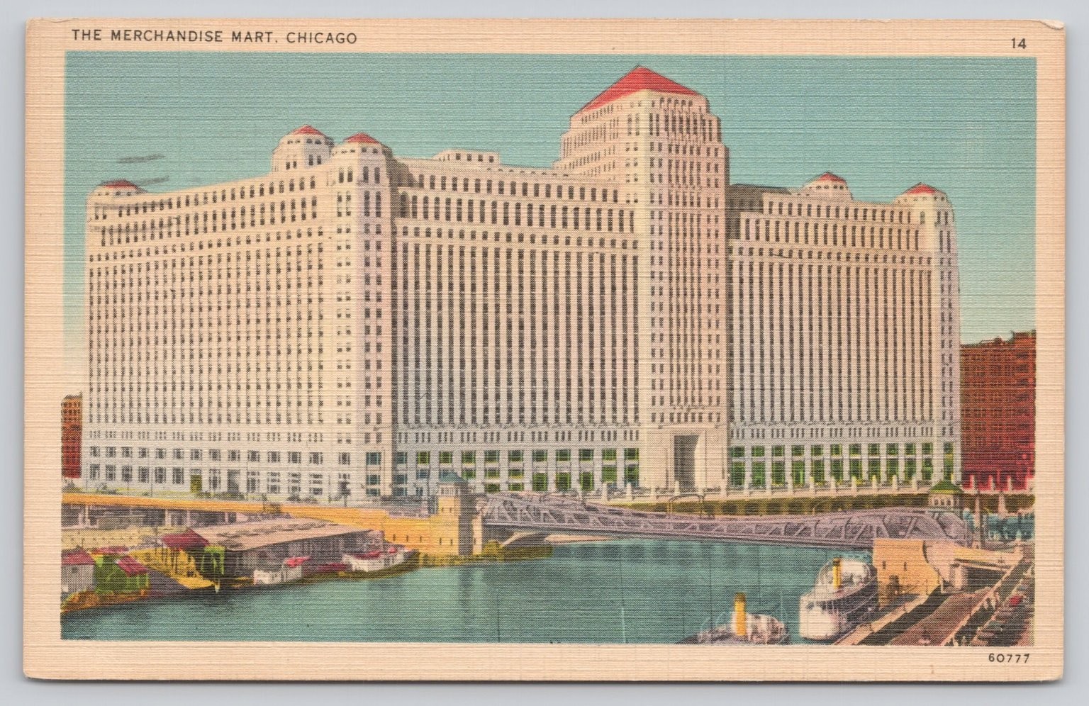 1939 Merchandise Mart Chicago IL Postcard Chas Levy Vintage Linen