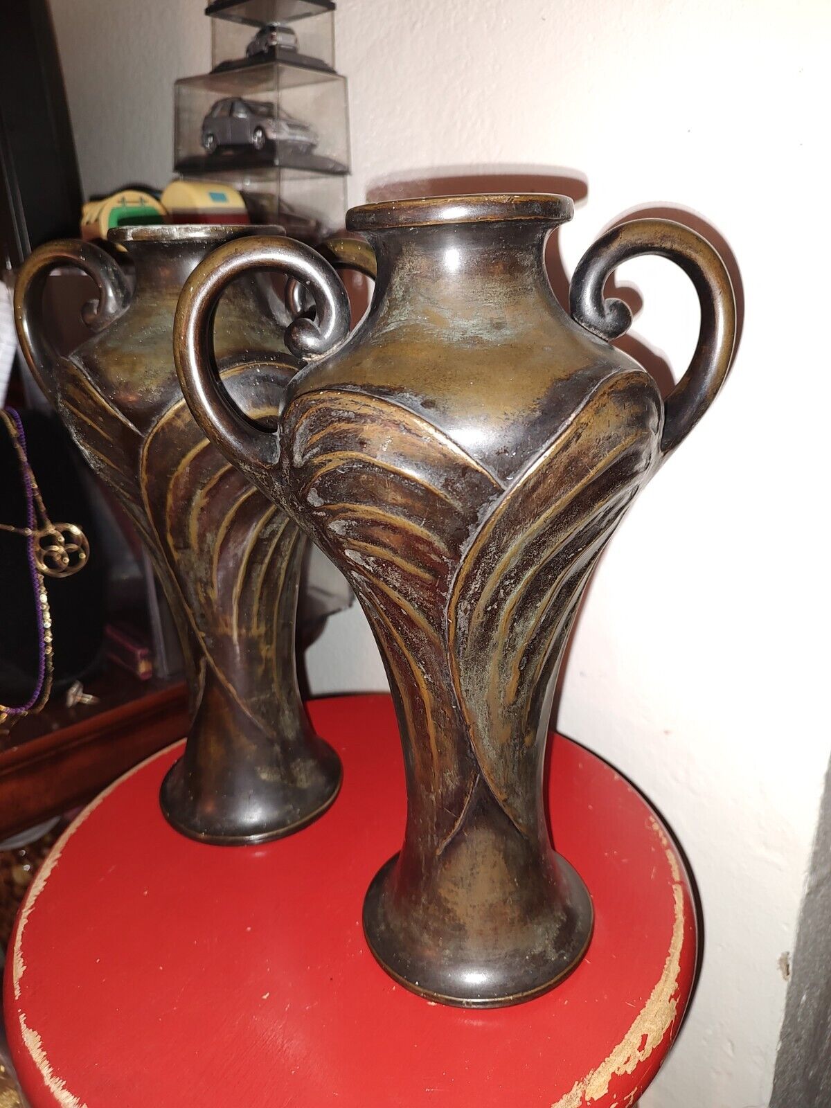 A Pair Of Vintage Bronze Vases 12