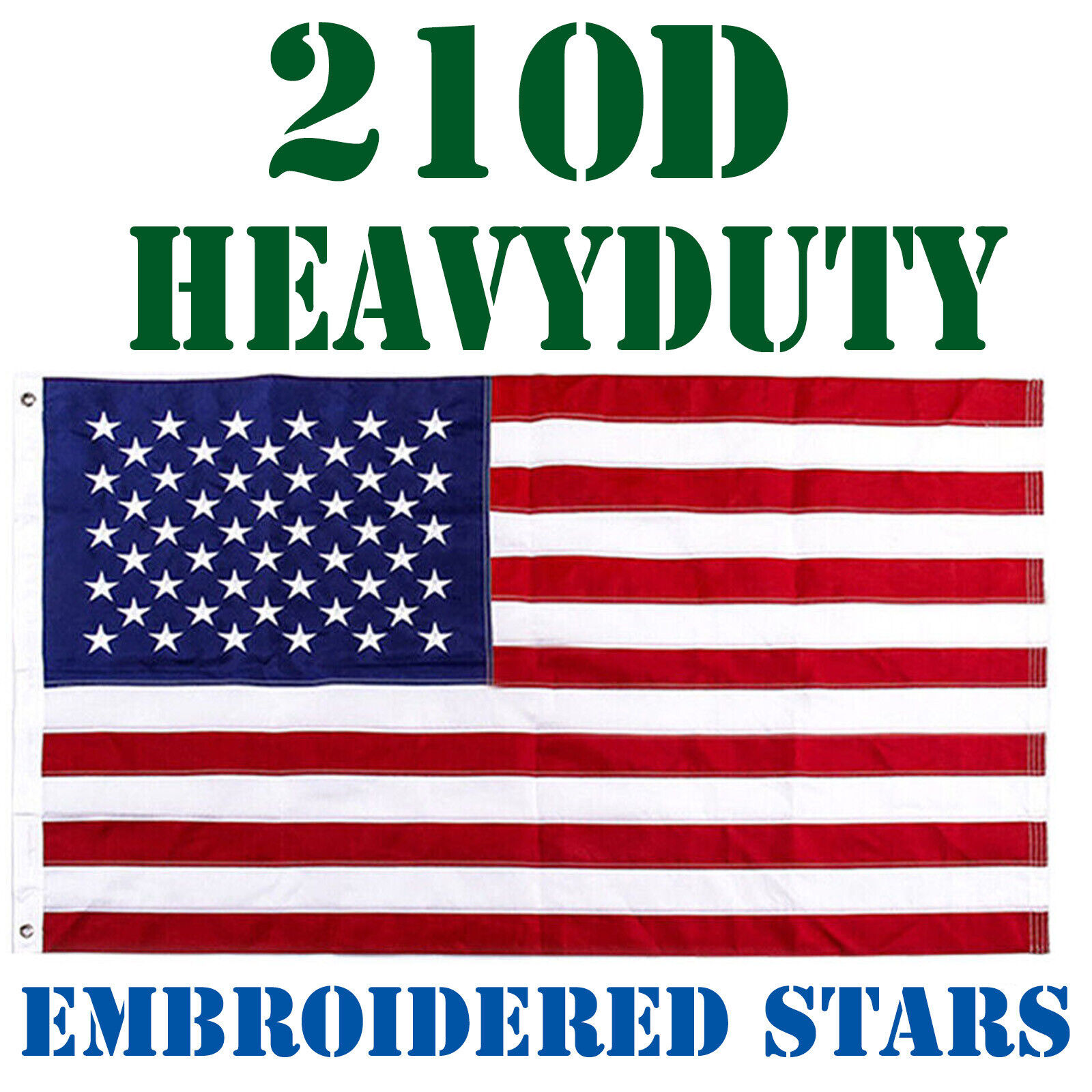 5'x8' US American Flag Heavy Duty Embroidered Stars Sewn Stripes Grommets Oxford