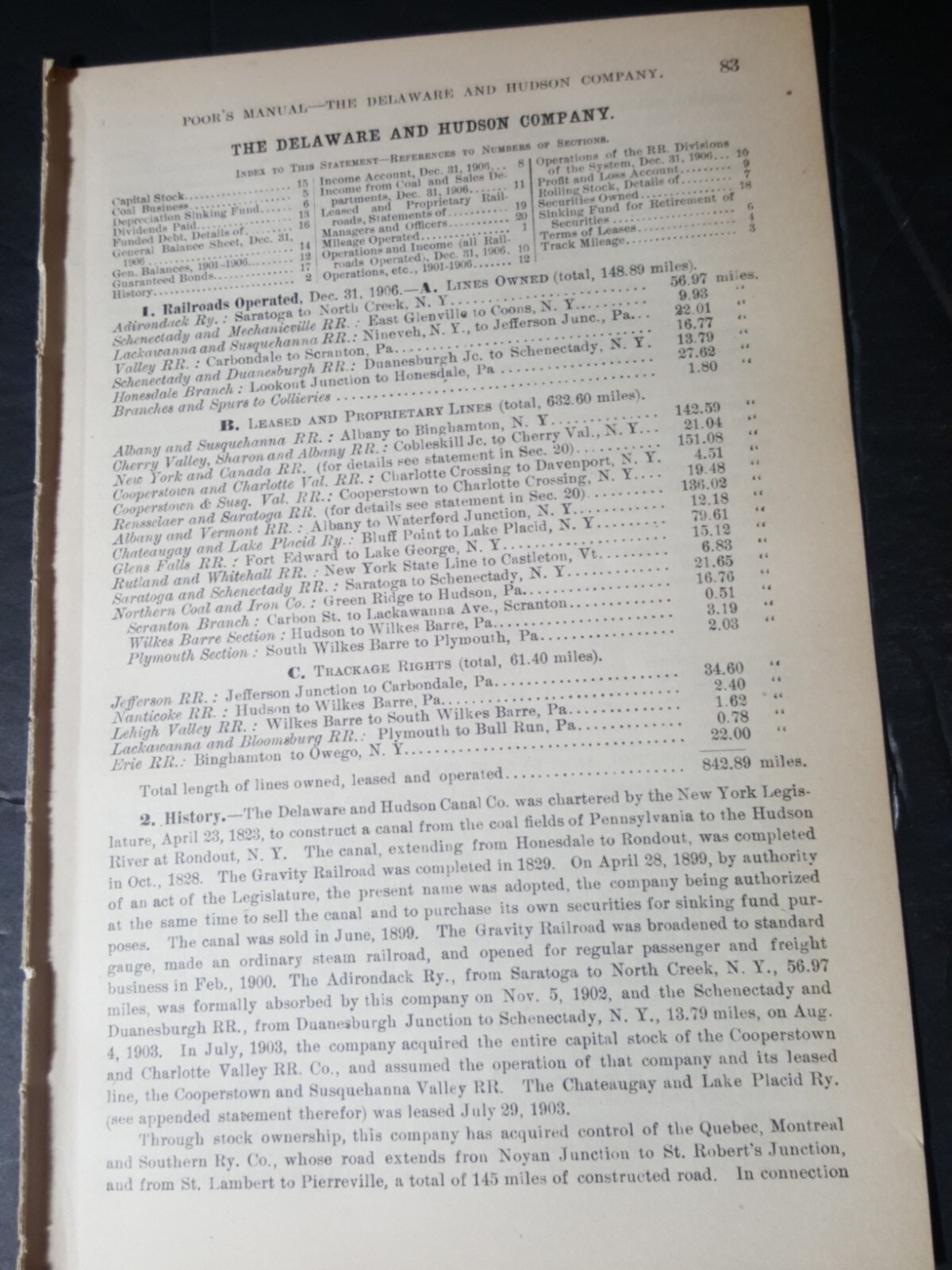 1907 train report DELAWARE & HUDSON CANAL COMPANY Railroad North Creek Coons NY 