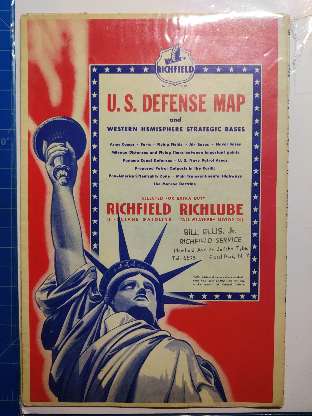 December 8 1941 Richfield U.S. Defense Map WWII Western Hemisphere Rand McNally