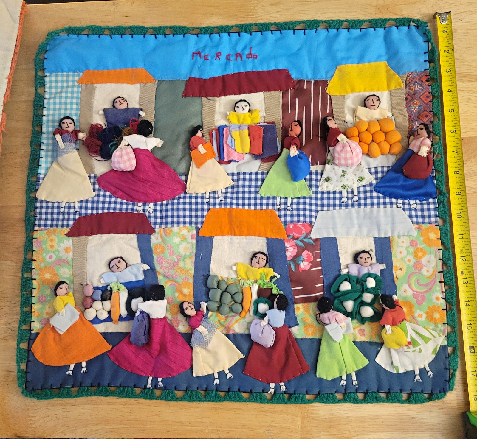 Vintage Peruvian Arpillera Folk Art 3D Textile \